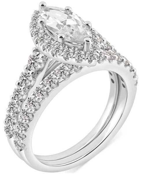 GIA Certified Diamond Marquise & Round Halo Bridal Set (2-1/4 ct. t.w.) in 14k White Gold