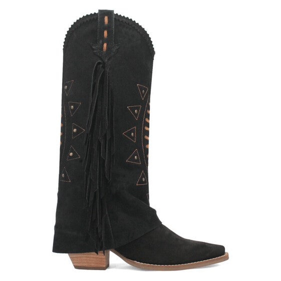 Dingo Spirit Trail Studded Embroidered Snip Toe Cowboy Womens Black Casual Boot