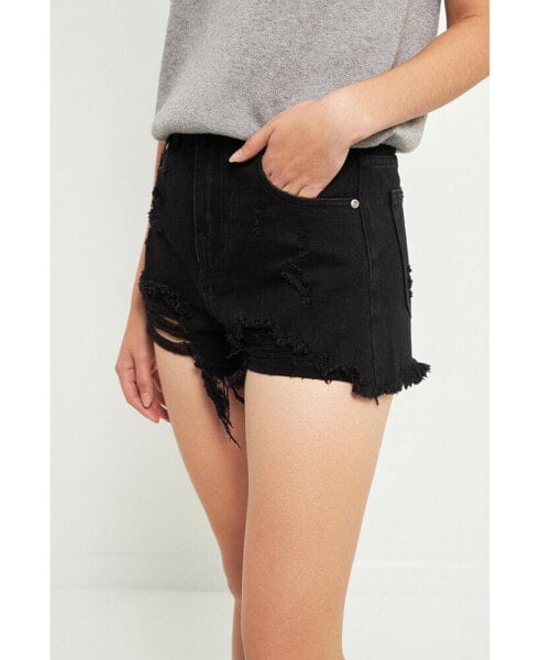 Women's Destroyed Denim Shorts