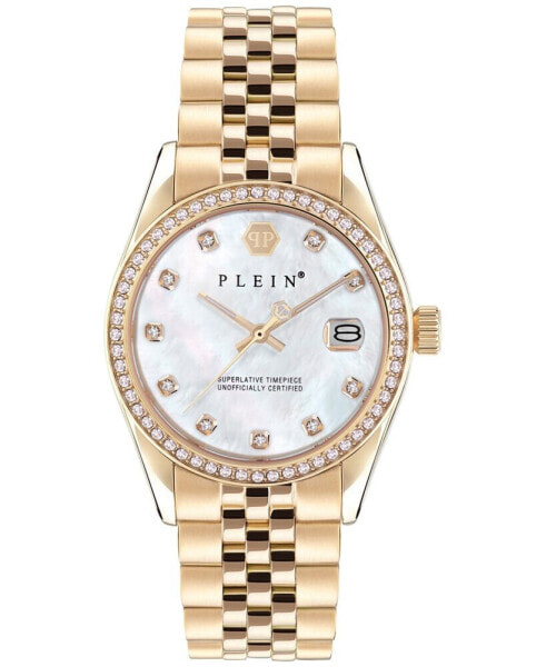 Women's Date Superlative Gold Ion-Plated Bracelet Watch 34mm