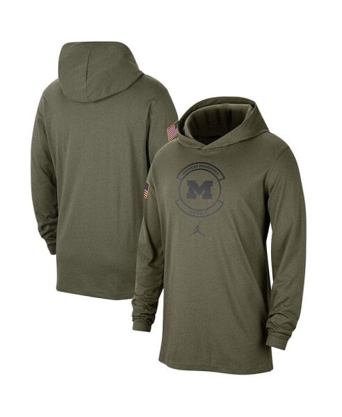 Men's Olive Michigan Wolverines Military-Inspired Pack Long Sleeve Hoodie T-shirt