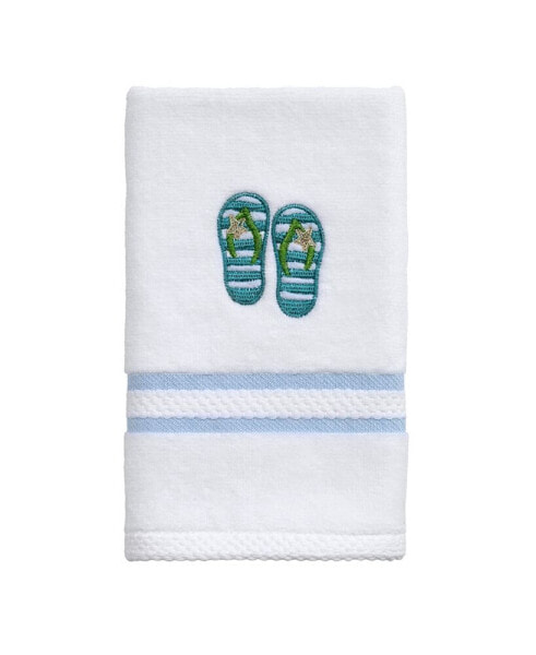 Beach Mode Flip-Flop Motif Cotton Fingertip Towel, 11" x 18"