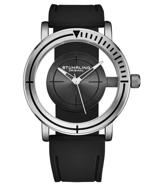 Часы и аксессуары Stuhrling мужские Черные с резиновым силиконовым ремешком 42 мм