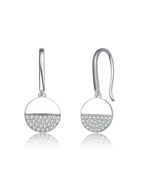 Sterling Silver with White Gold Plated Cubic Zirconia Hook Earring