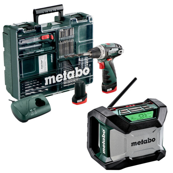 Metabo Radio R 12-18 BT + Bohrschrauber Set PowerMaxx BS 2x 2,0 Ah|Lader|Koffer