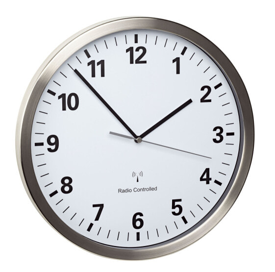 Часы настенные TFA 60.3523.02 - AA - 1.5 V - Серебристые - Белые - Нержавеющая сталь - Стекло - 43 мм