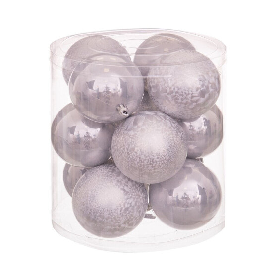 Ёлочные шарики Серебристый Пластик 8 x 8 x 8 cm (12 штук)