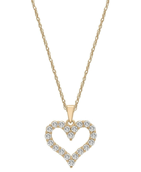 Macy's diamond Open Heart Pendant Necklace (1/2 ct. t.w.) in 14k Gold, 18" + 2" extender