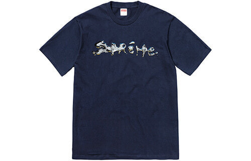 Supreme FW18 Liquid Tee Navy 水银Logo短袖T恤 男女同款 海军蓝 送礼推荐 / Футболка Supreme FW18 Liquid Tee Navy LogoT SUP-FW18-012