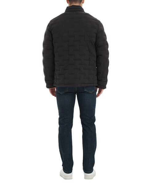 Men's Stretch Seamless Brick Quilted Full-Zip Puffer Jacket