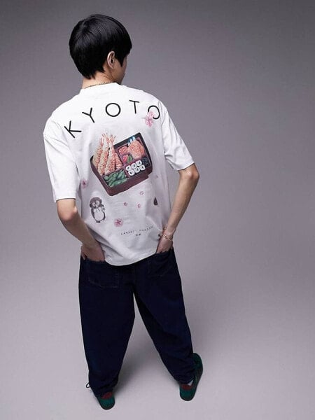 Topman oversized t-shirt with front and back Kyoto print in white