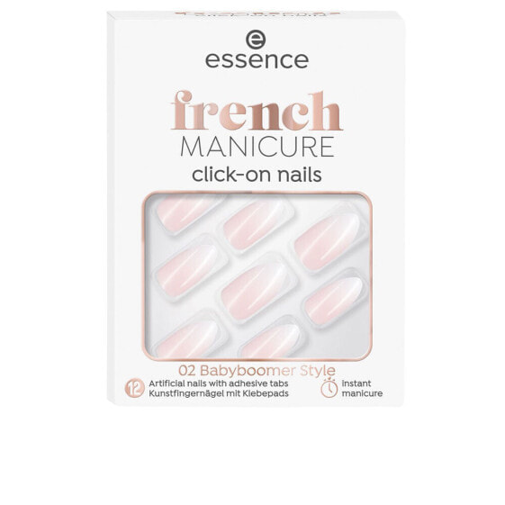 FRENCH manicure click-on artificial nails #02-babyboomer style 12 u