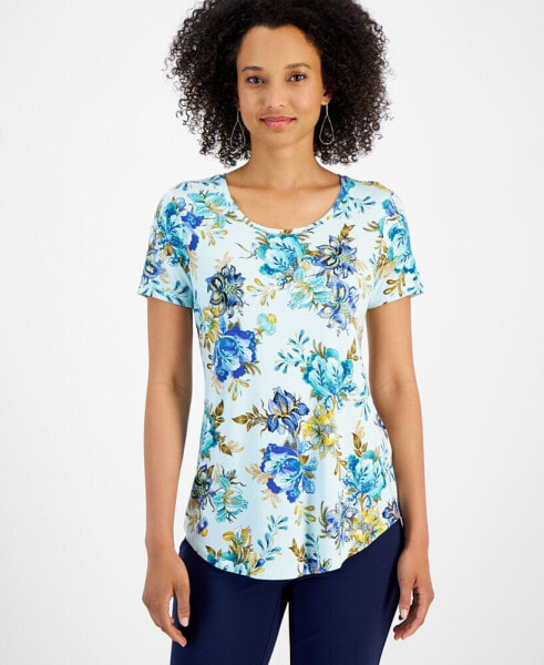 Women's Scoop-Neck Short-Sleeve Knit Top, Created for Macy's