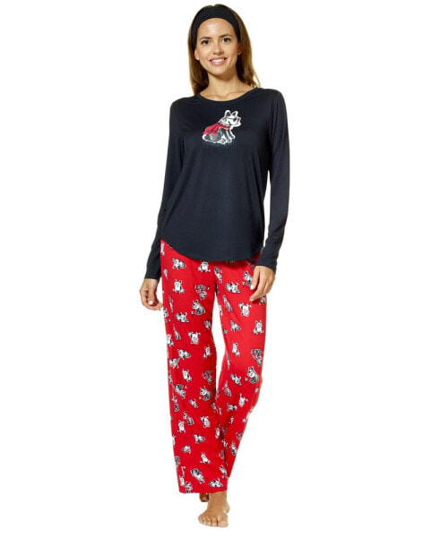 Women's 3-Pc. Pajamas & Headband Set