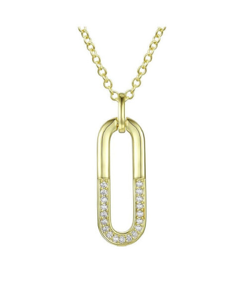 Sterling Silver Cubic Zirconia Geometrical Pendant Necklace