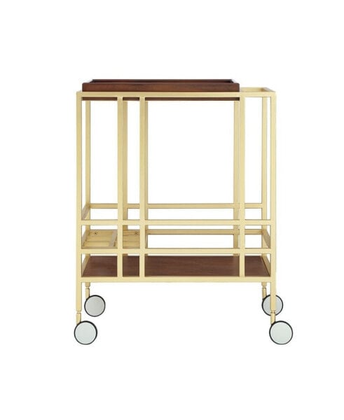 Ron Serving Bar Cart with Metal Frame and Casters