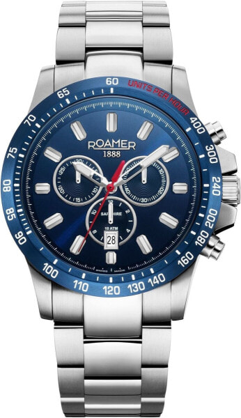 Roamer Herren Armbanduhr Chronograph Rimini silber, blau 861837 41 45 20