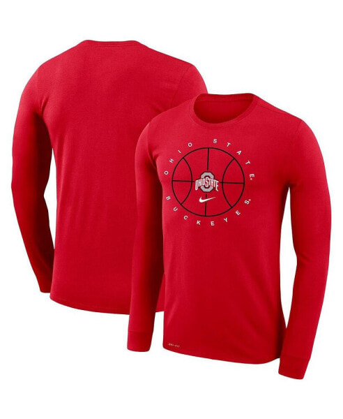 Men's Red Ohio State Buckeyes Basketball Icon Legend Performance Long Sleeve T-shirt