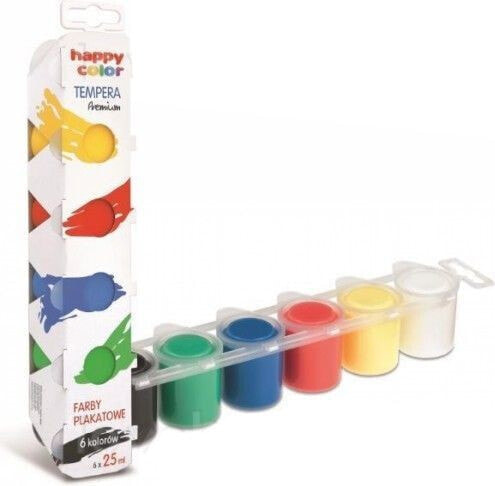 Happy Color Farby plakatowe Tempera Premium 6 kolorĂłw 25 ml