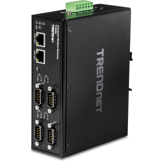 TRENDnet TI-M42 - Black - IP30 - 4 x Serial (DB-9) ports - 10,100 Mbit/s - IEEE 802.3 - IEEE 802.3u - IEEE 802.3x - RS-232/422/485