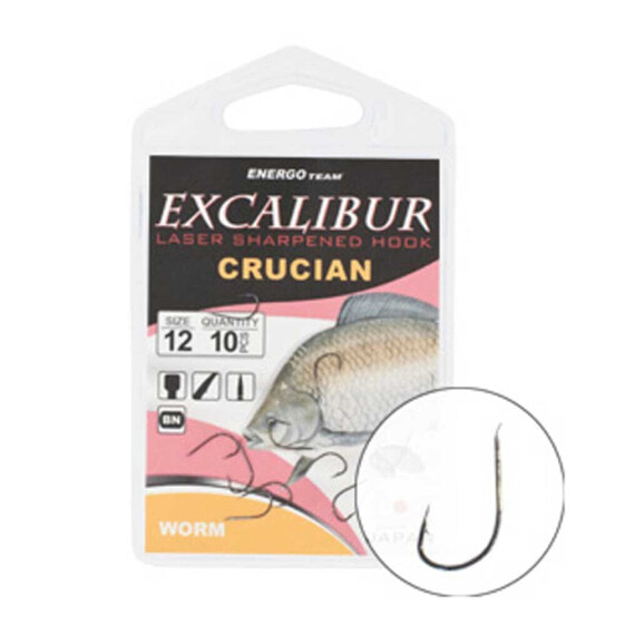 Крючок рыболовный Excalibur Crucian Worm Spaded Черный Никель