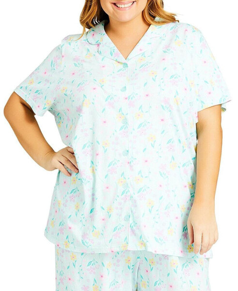 Plus Size Button Up Sleep Top