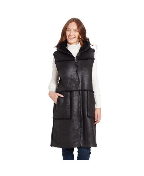 Women's Kourtney Faux Shearling Hooded Vest