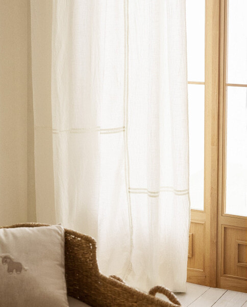 Children's embroidered cotton curtain