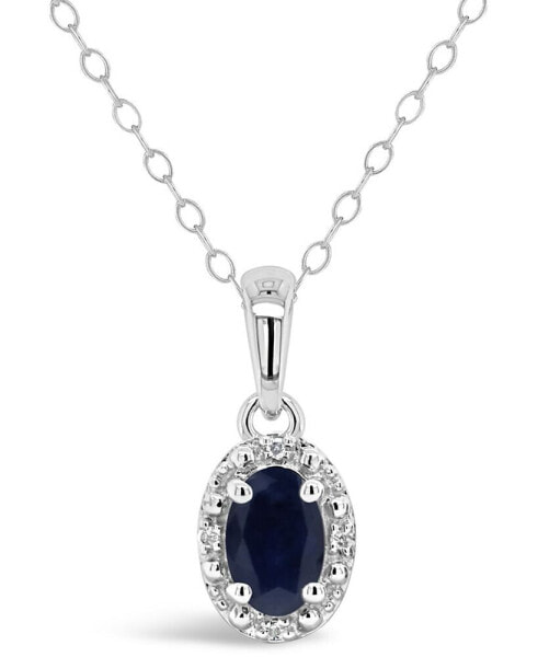 Macy's sapphire (5/8 ct. t.w.) and Diamond Accent Pendant Necklace in Sterling Silver