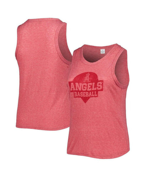 Women's Red Los Angeles Angels Plus Size High Neck Tri-Blend Tank Top