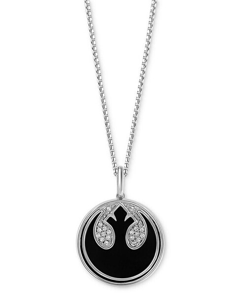 Wonder Fine Jewelry onyx & Diamond (1/20 ct. t.w.) Rebel Alliance Symbol 18" Pendant Necklace in Sterling Silver