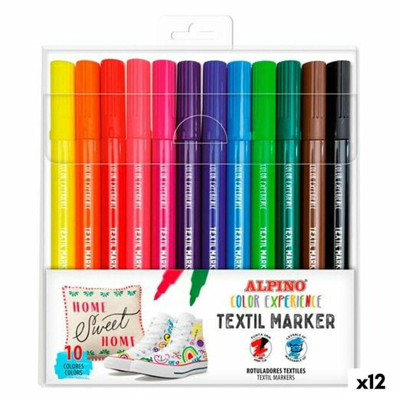 Набор маркеров постоянный Alpino Textil Maker Разноцветный (12 штук)