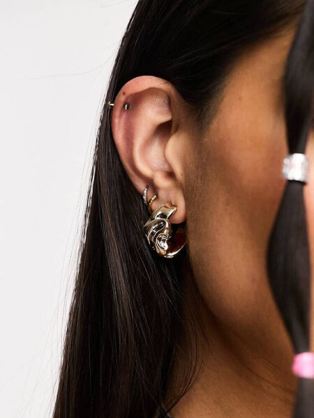 Weekday Rosa hammered hoop earrings in gold