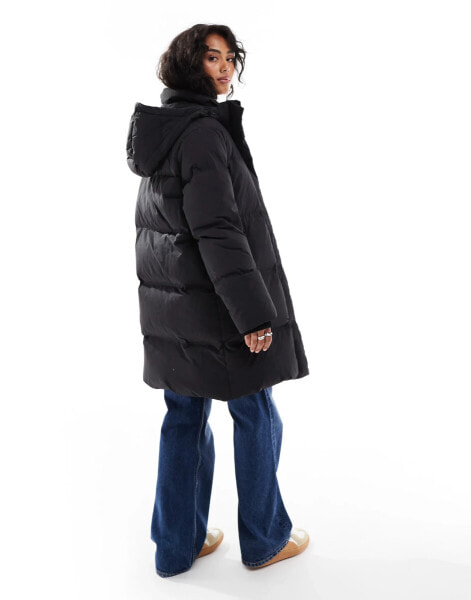 Selected Femme Down mid length puffer jacket in black