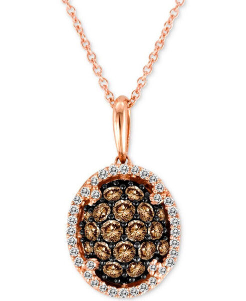 Le Vian chocolatier® Diamond Oval Cluster 18" Pendant Necklace (3/4 ct. t.w.) in 14k Rose Gold