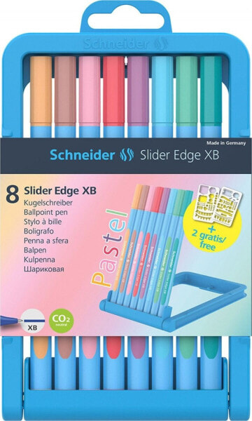 Schneider Zestaw długopisów w etui SCHNEIDER Slider Edge Pastel, XB, 8 szt., mix kolorów