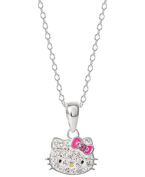 Macy's crystal & Enamel Hello Kitty Pendant Necklace in Sterling Silver, 16"+ 2" extender