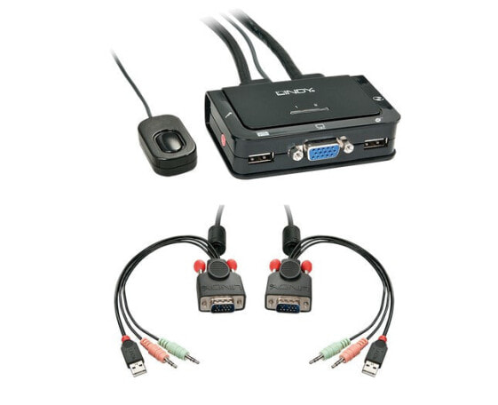 Lindy 2 Port VGA - USB 2.0 & Audio Cable KVM Switch - Black