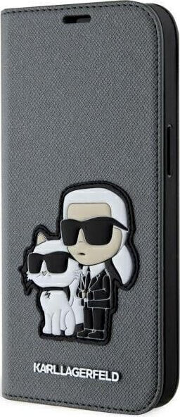 Karl Lagerfeld Etui Karl Lagerfeld KLBKP14SSANKCPG Apple iPhone 14 bookcase srebrny/silver Saffiano Karl & Choupette