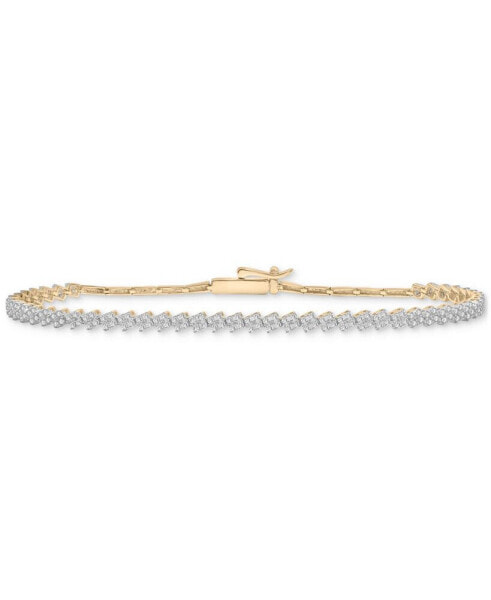 Diamond Zigzag Cluster Link Bracelet (3/4 ct. t.w.) in 10k Gold, Created for Macy's