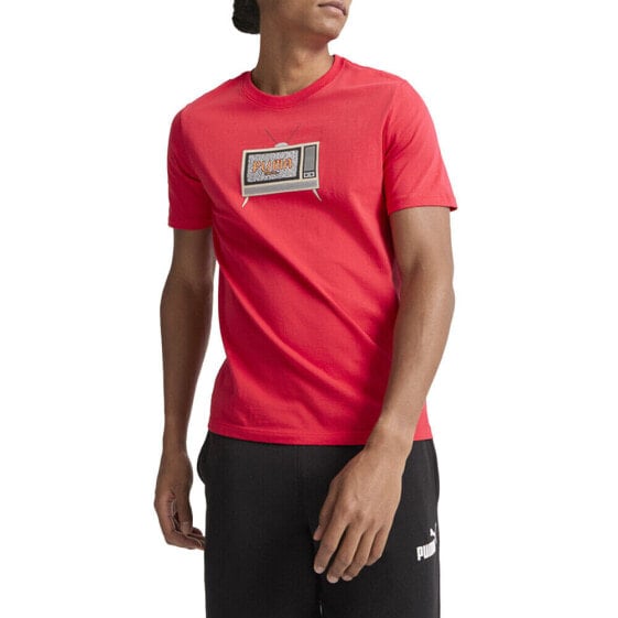 Puma 8 Bit Graphic Crew Neck Short Sleeve T-Shirt Mens Red Casual Tops 68221011