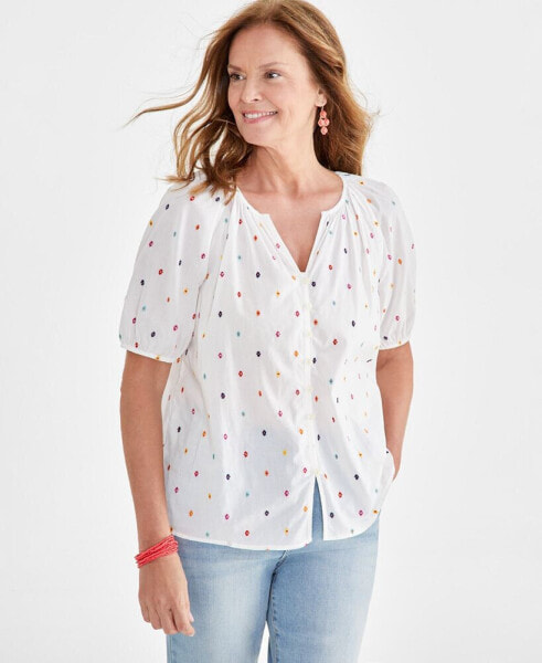 Plus Size Embroidered Blouse, Created for Macy's