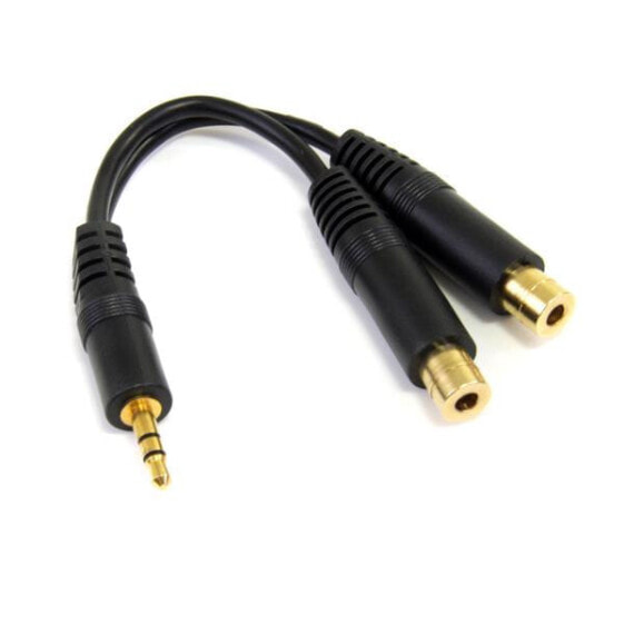 Аудио- и видео кабель Startech.com 6in Stereo Splitter - 3.5mm Male to 2x 3.5mm Female - 3.5mm - Male - 2 x 3.5mm - Female - 0.15 м - Черный