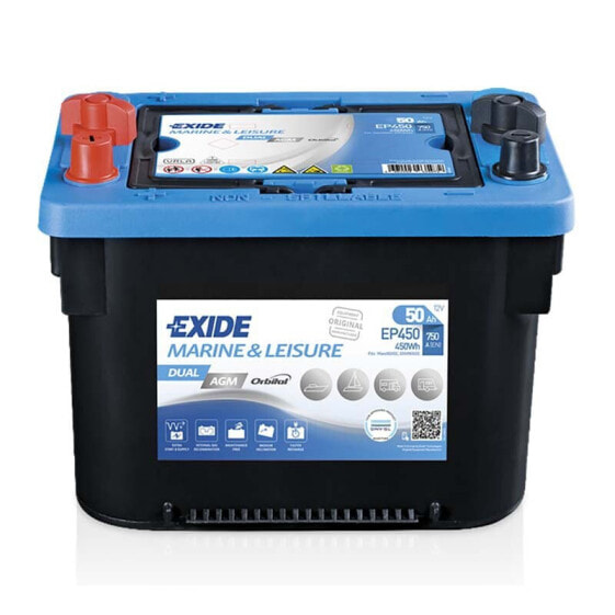 EXIDE 12V/50Ah 750 CCA Dual Agm Ep450 Battery