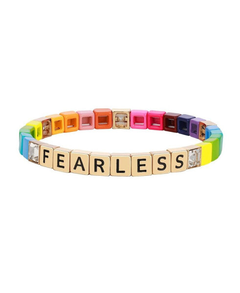 Crystal and Multi-Color Enamel Fearless Stretch Bracelet
