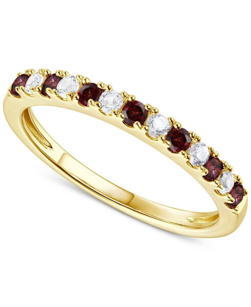 Amethyst (1/5 ct. t.w.) & Lab-Grown White Sapphire (1/5 ct. t.w.) Stack Ring in 14k Gold-Plated Sterling Silver (Also in Additional Gemstones)