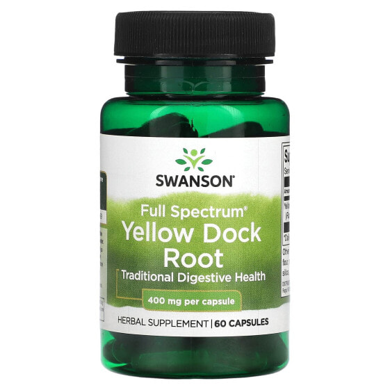 Травяное средство Swanson Yellow Dock Root Full Spectrum, 400 мг, 60 капсул
