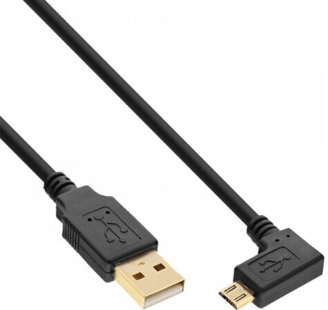 InLine Micro USB 2.0 Cable USB Type A male / Micro-B male - angled - black - 1m