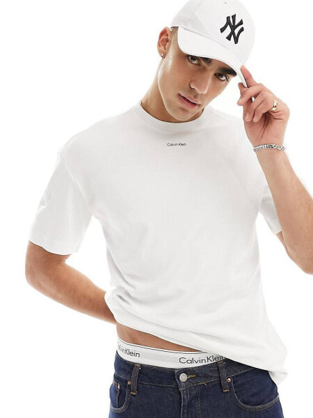 Calvin Klein nano logo interlock t-shirt in white