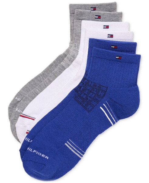 Men's Cushioned Quarter Length Socks, Assorted Patterns, Pack of 3